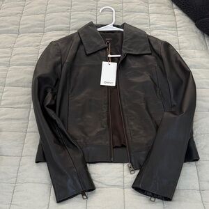 Quince Classic Black Leather Jacket